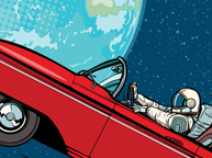 Astronaut in a convertible